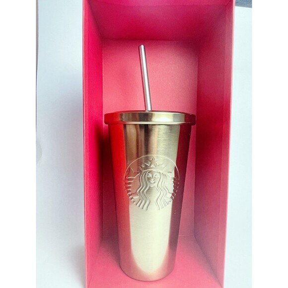 RARE 2014 Starbucks Gold Stainless Steel Tumbler NEW! - Picture 4 of 8
